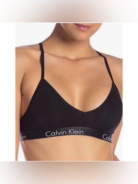 Calvin Klein Medium Motive Triangle Padded Racerback Bralette Black M